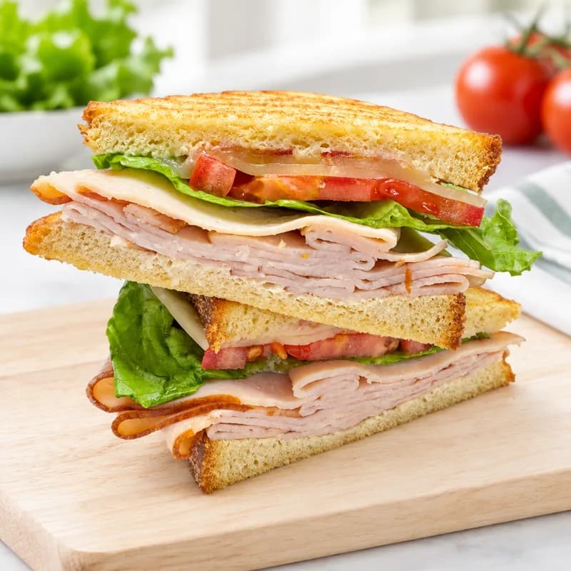 The R&B Special panini stacked with turkey, ham, roast beef and avocado