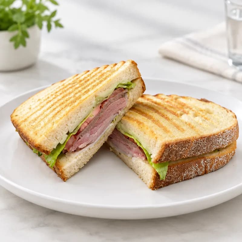 A pressed grilled cheese melt at Rolls & Bowl